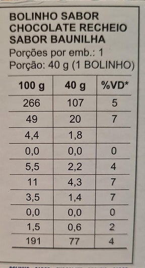 Bolinho de Chocolate com Recheio Sabor Baunilha Zero 40g - SuaviPan