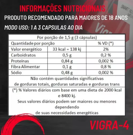 Vigra 4 500 mg – 60 Cápsulas – Energia e Potência Masculina