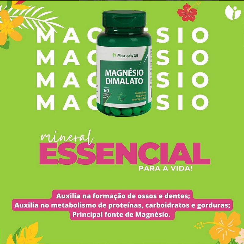 Magnésio Dimalato 400 mg – 60 Cápsulas – Energia, Relaxamento Muscular e Saúde Integral