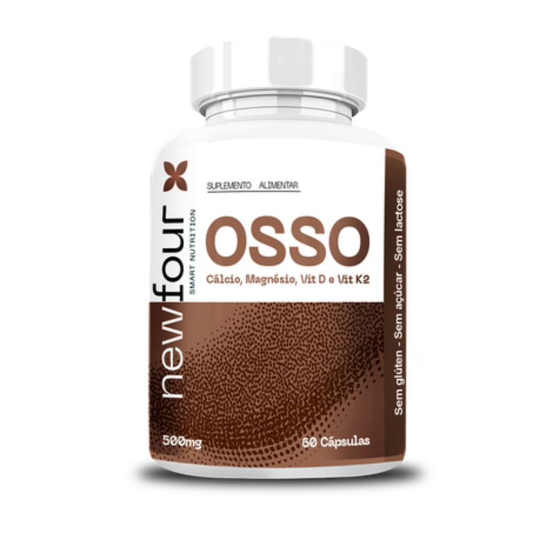 Cálcio + Magnésio + Vitamina D + K2 – 500 mg – 60 Cápsulas – Fortaleça Ossos e Músculos