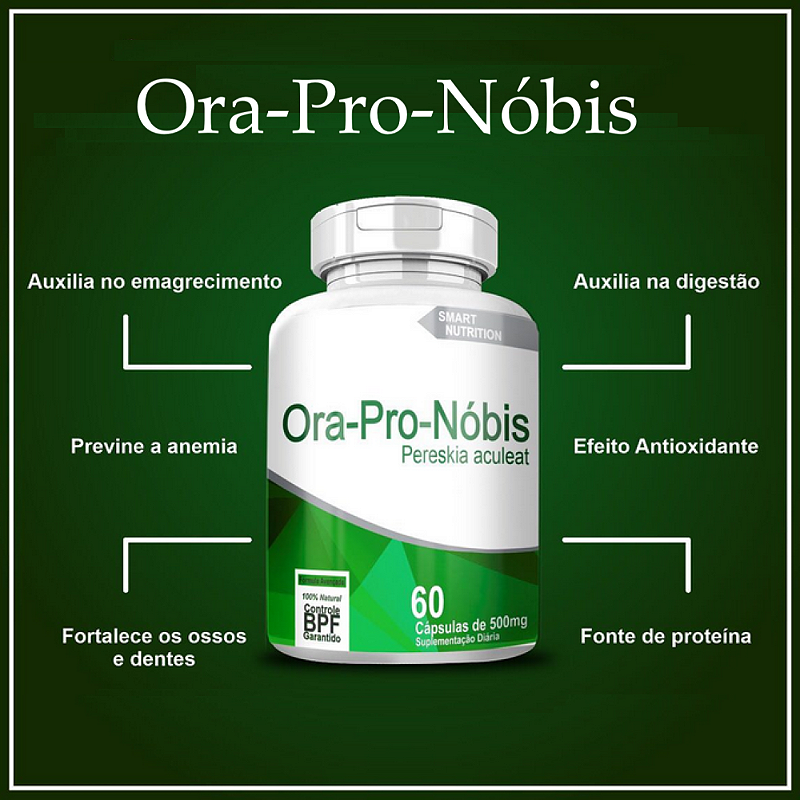 Ora‑pro‑nóbis 500 mg – 60 Cápsulas – Fibra, Ferro e Antioxidante Natural